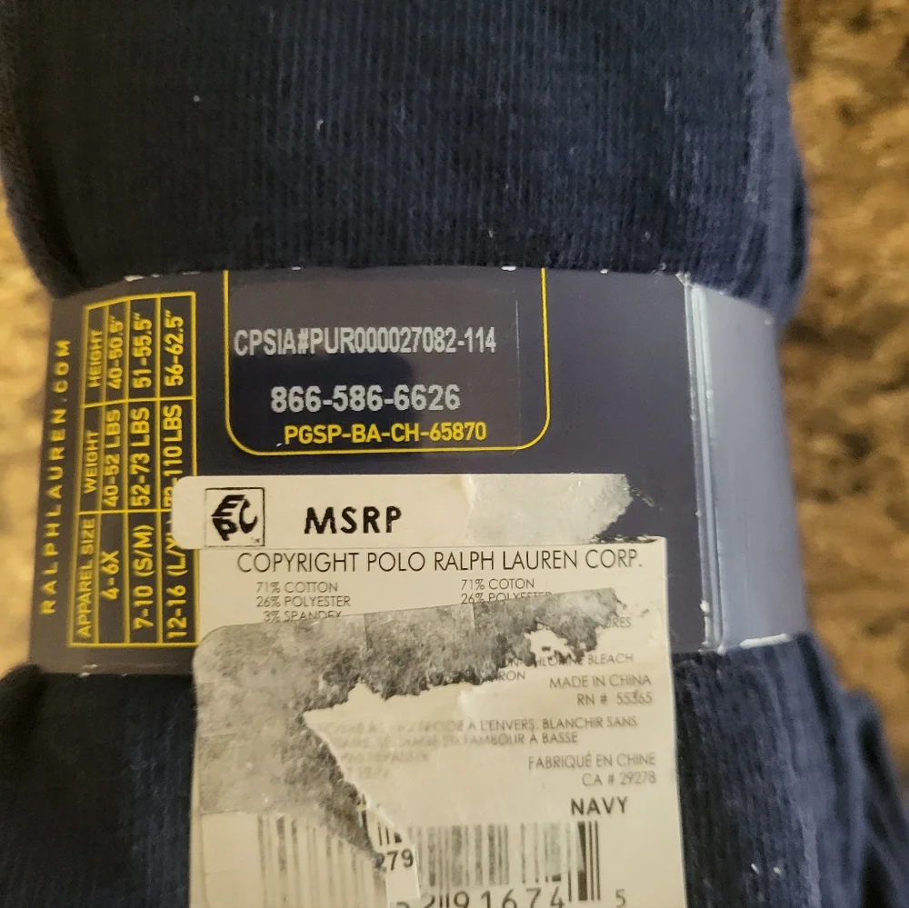 Polo by Ralph Lauren Footless Tights Nwt